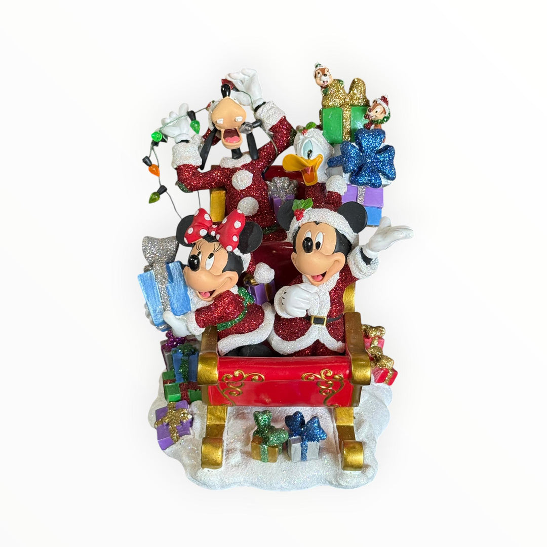 Disney Parks Santa Mickey and Friends Figurine Sleigh