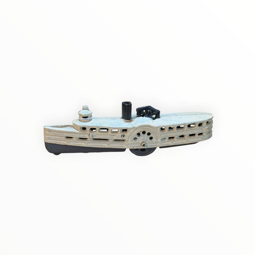 Vintage Cast Iron Steamboat Paddle Boat