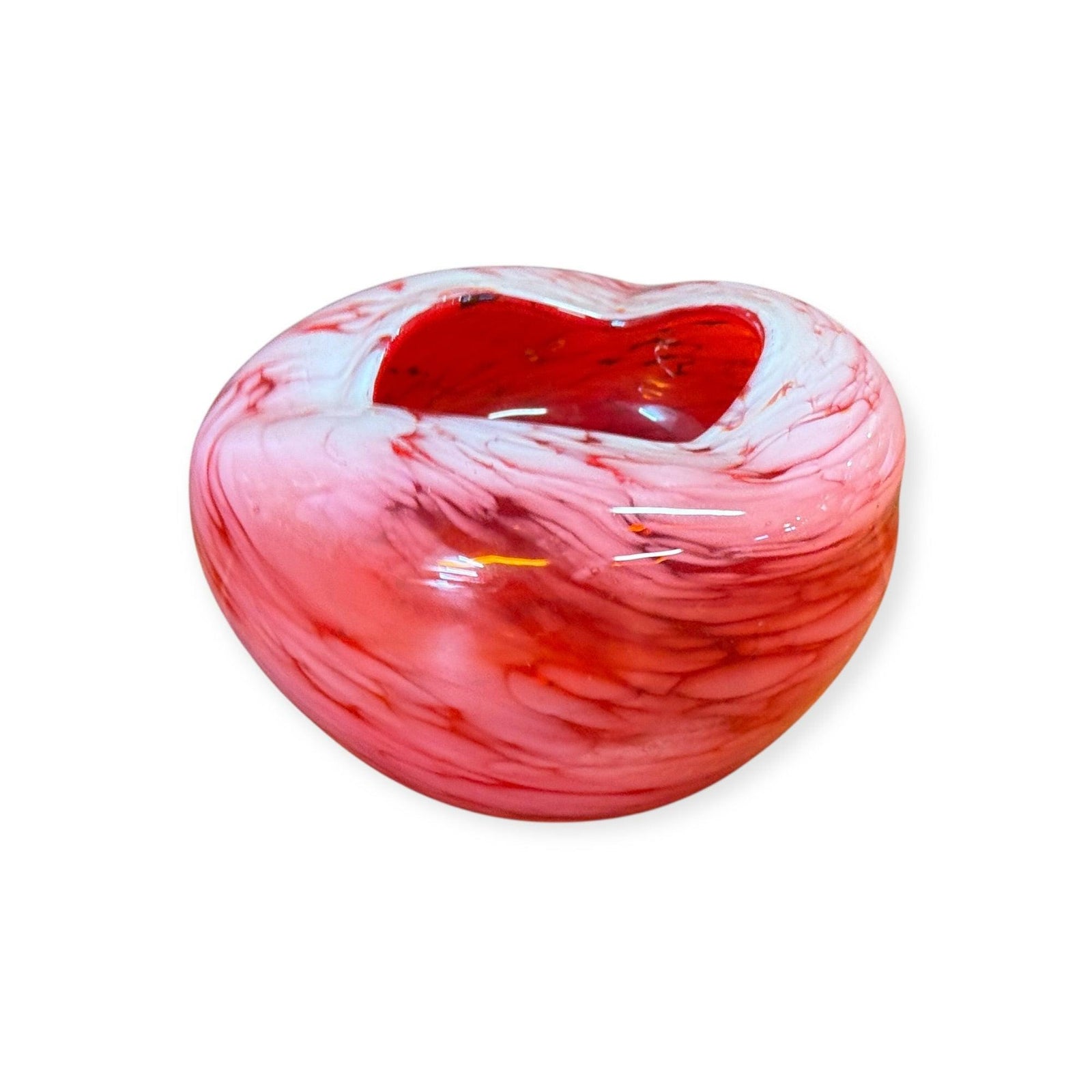 Art Glass Bowl Red/White Swirl
