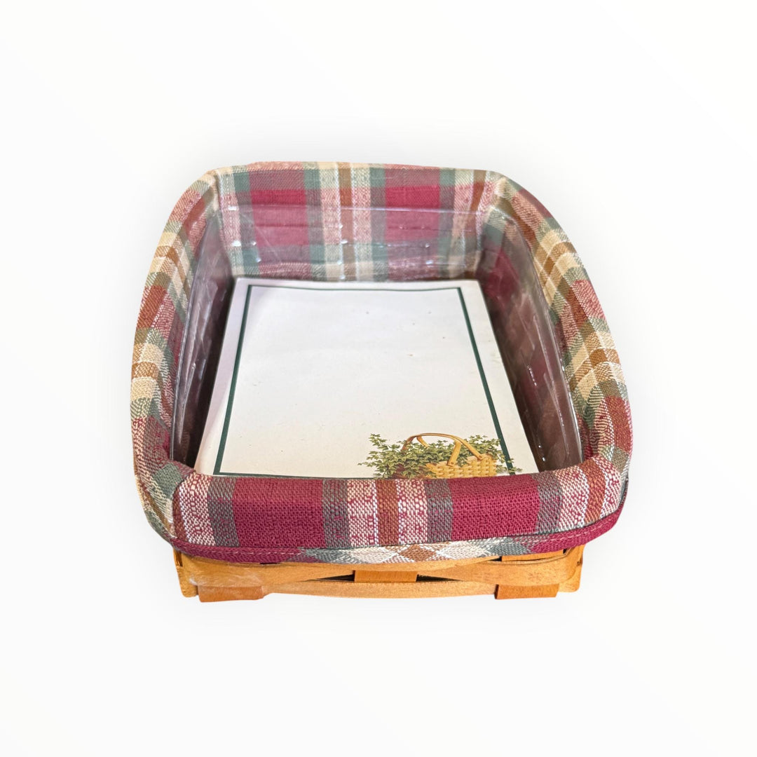 Longaberger Note Pal Basket with Liner, Protector and Note Pad