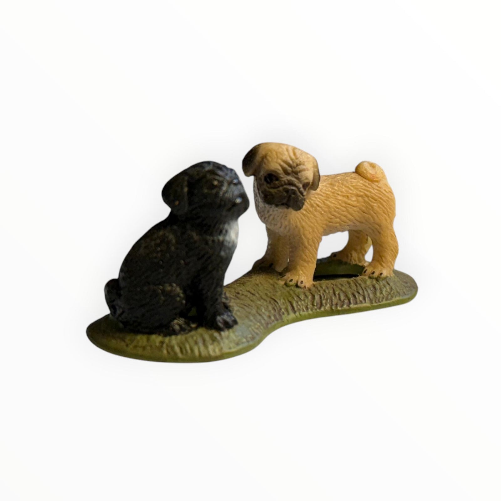 Schleich Germany 2009 Pug Puppies On Grass Mini Figurine Retired