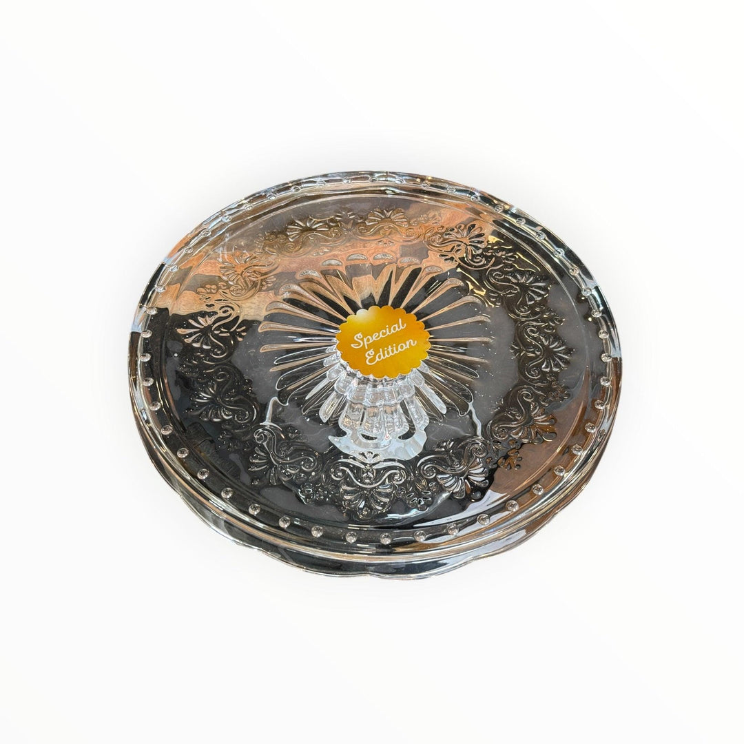 Pioneer Woman Limited Edition Cassie Embossed Clear Glass Cake Stand