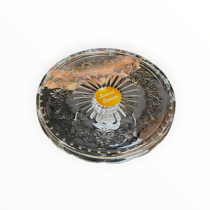 Pioneer Woman Limited Edition Cassie Embossed Clear Glass Cake Stand
