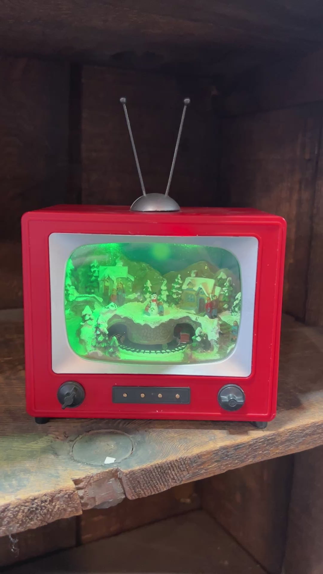 Red Retro Musical TV Christmas Tree With Lights, Motion and Sound